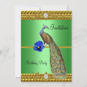 Elegant Gold  Peacock Invitation