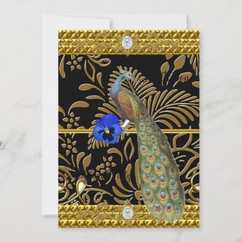 Elegant Gold  Peacock Invitation by invitesnow at Zazzle