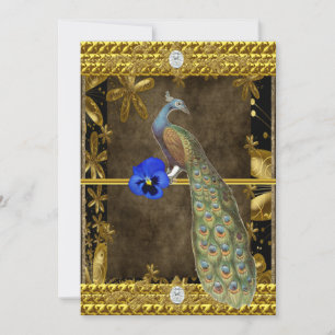 Elegant Gold  Peacock Invitation