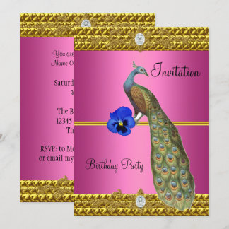 Elegant Gold  Peacock Invitation