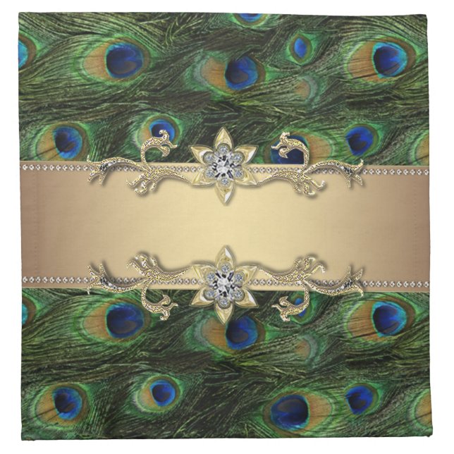 Elegant Gold Peacock Napkins (Front)