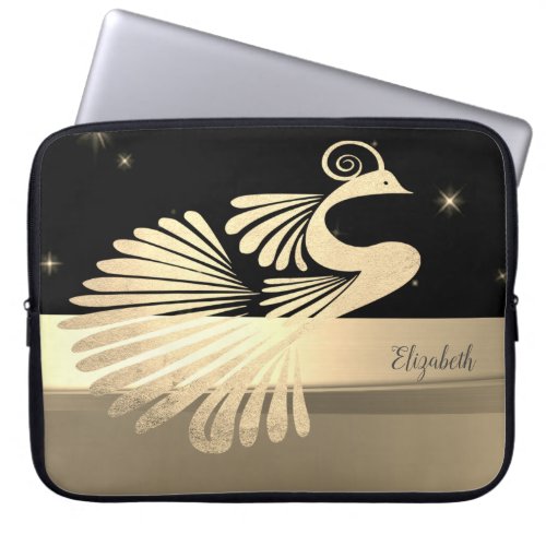 Elegant Gold Peacock _ Personalized Laptop Sleeve