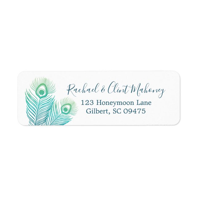 Elegant Gold Peacock Return Address Labels (Front)