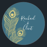Elegant Gold Peacock Wedding Stickers<br><div class="desc">Stylish Elegant Gold Peacock Wedding Stickers perfect for your wedding favors,  invitations and more.</div>