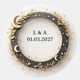 Elegant Gold Pearl Wreath Thank You Sticker Design