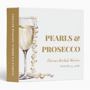 Elegant Gold Pearls and Prosecco Bridal Shower 3 Ring Binder