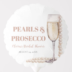 Elegant Gold Pearls and Prosecco Bridal Shower Balloon