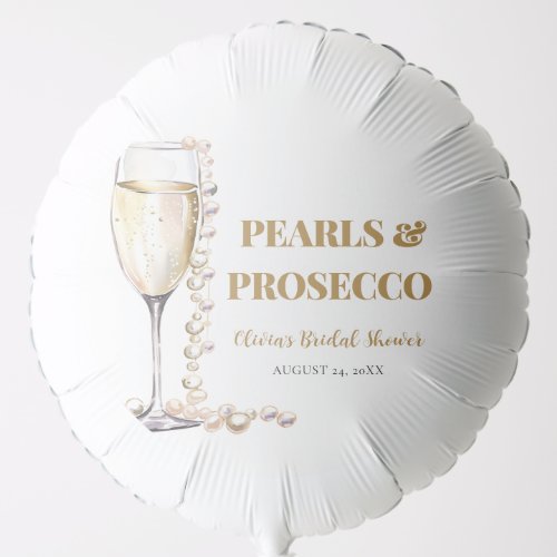 Elegant Gold Pearls and Prosecco Bridal Shower Balloon
