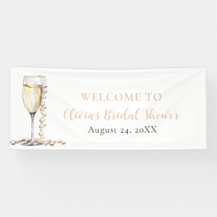 Elegant Gold Pearls and Prosecco Bridal Shower Banner