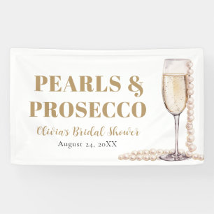 Elegant Gold Pearls and Prosecco Bridal Shower Banner