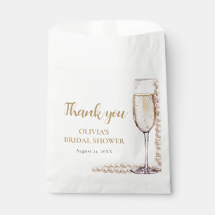 Elegant Gold Pearls and Prosecco Bridal Shower Favor Bag