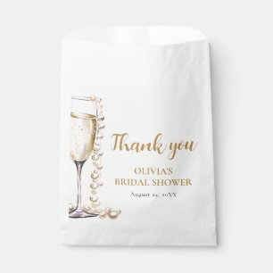 Elegant Gold Pearls and Prosecco Bridal Shower Favor Bag