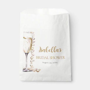 Elegant Gold Pearls and Prosecco Bridal Shower Favor Bag