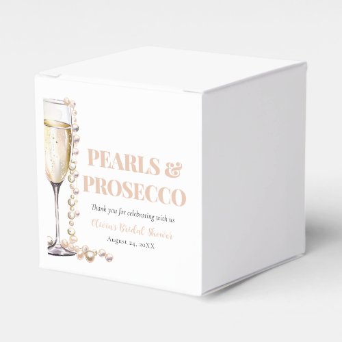 Elegant Gold Pearls and Prosecco Bridal Shower Favor Boxes