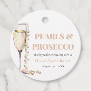 Elegant Gold Pearls and Prosecco Bridal Shower Favor Tags