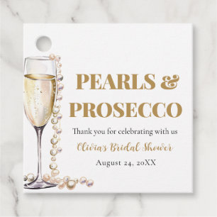 Elegant Gold Pearls and Prosecco Bridal Shower Favor Tags
