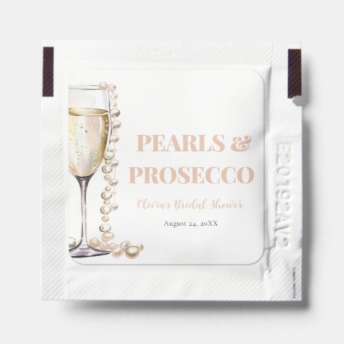Elegant Gold Pearls and Prosecco Bridal Shower Hand Sanitizer Packet