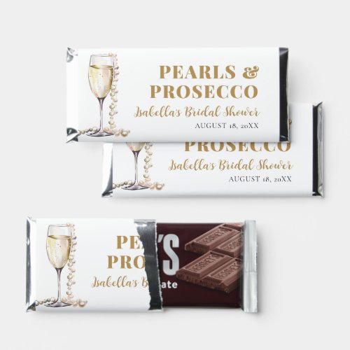 Elegant Gold Pearls and Prosecco Bridal Shower Hershey Bar Favors