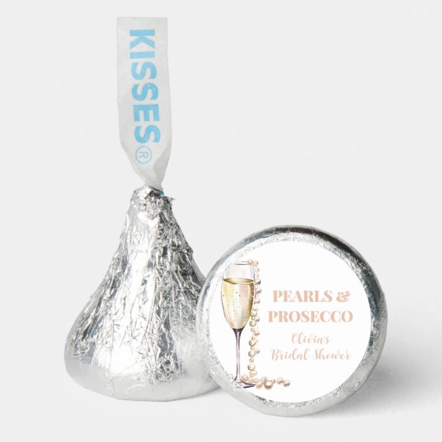 Elegant Gold Pearls and Prosecco Bridal Shower Hershey®'s Kisses® (Front)