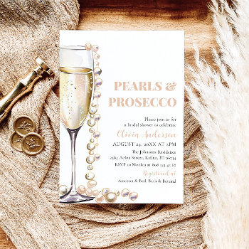 Elegant Gold Pearls And Prosecco Bridal Shower Invitation by OhiaLehuaStore at Zazzle