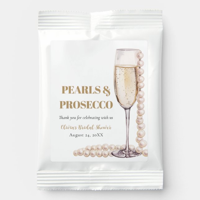 Elegant Gold Pearls and Prosecco Bridal Shower Margarita Drink Mix (Front)