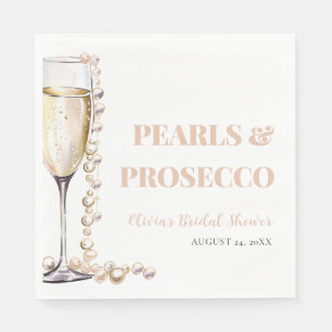 Elegant Gold Pearls and Prosecco Bridal Shower Napkins