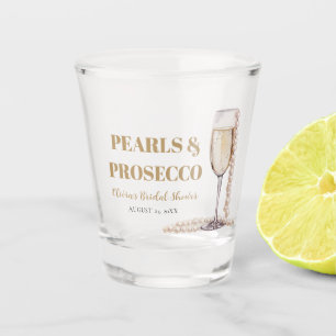 Elegant Gold Pearls and Prosecco Bridal Shower Shot Glass