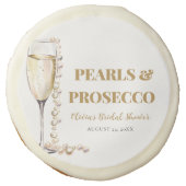 Elegant Gold Pearls and Prosecco Bridal Shower Sugar Cookie (Front)