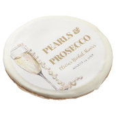 Elegant Gold Pearls and Prosecco Bridal Shower Sugar Cookie (Angled)
