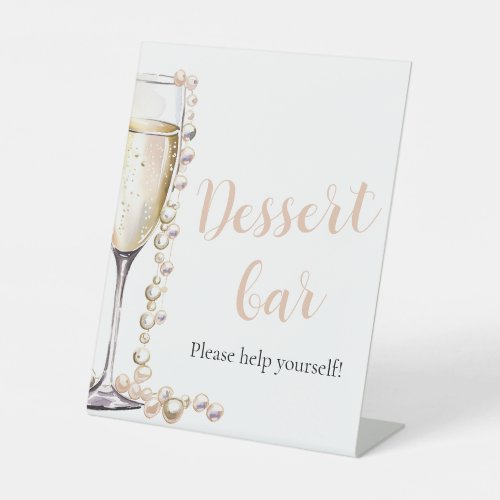 Elegant Gold Pearls and Prosecco Dessert Bar Sign