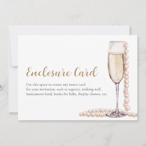 Elegant Gold Pearls and Prosecco Enclosure Card