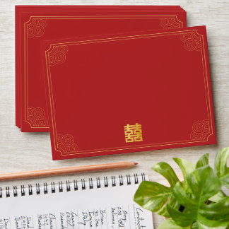 Elegant Gold Peony Chinese Wedding Envelope