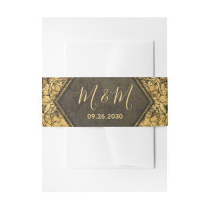 Elegant Gold Peony Floral Wedding Invitation Belly Band