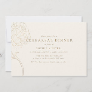 Elegant gold peony Rehearsal Dinner Invitation