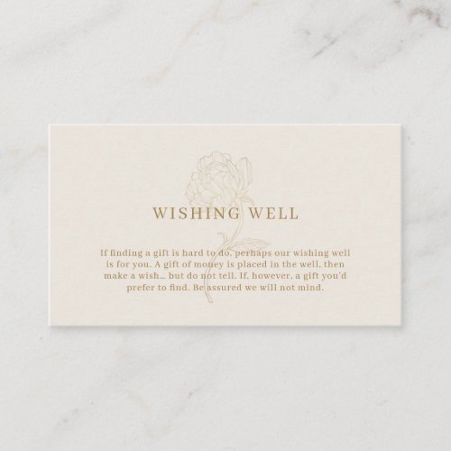 Elegant gold peony Wishing Well Enclosure Card