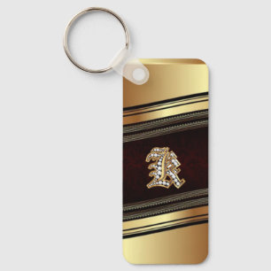 Elegant Gold Personalised Monogram Gift Keychain