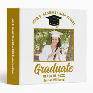 Elegant Gold Personalized Graduation Photo Album 3 Ring Binder