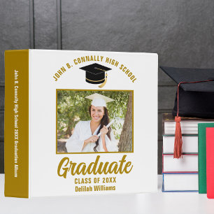 Elegant Gold Personalized Graduation Photo Album 3 Ring Binder