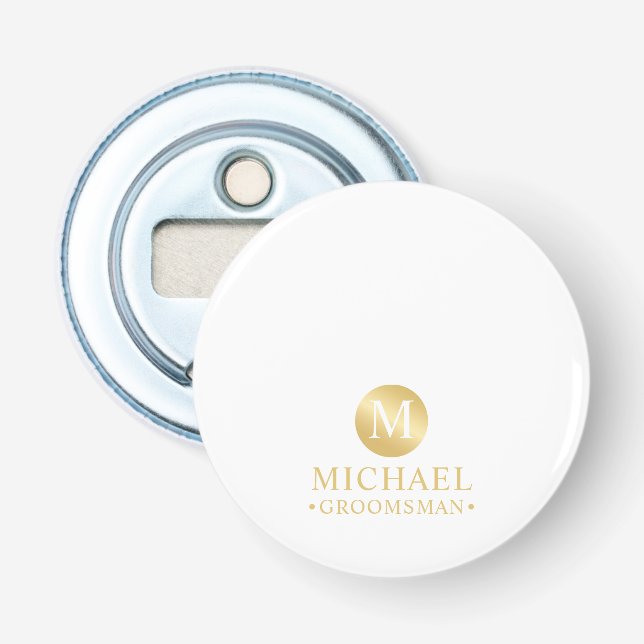Elegant Gold Personalized Groomsmen Bottle Opener (Front)