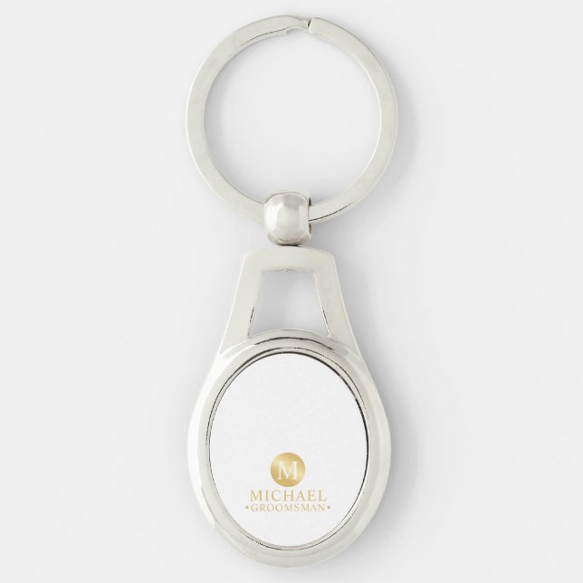 Elegant Gold Personalized Groomsmen Keychain (Front)
