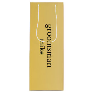 Elegant Gold Personalized Groomsmen Wine Gift Bag