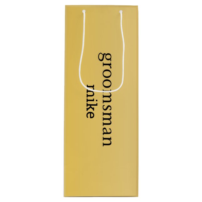 Elegant Gold Personalized Groomsmen Wine Gift Bag (Front)