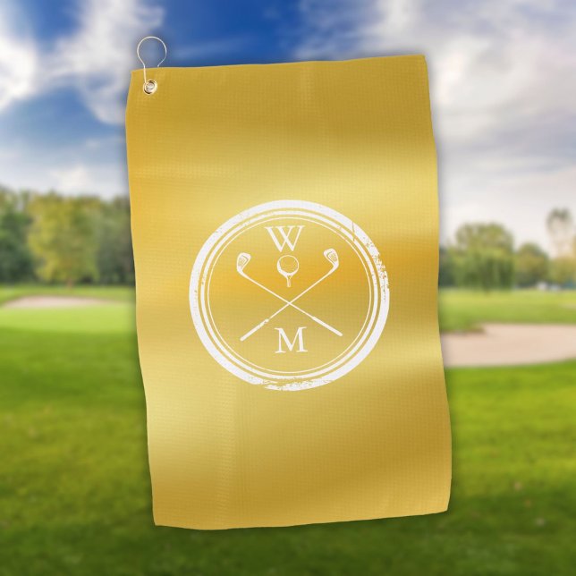 Elegant Gold Personalized Monogram Initials Golf Towel (Elegant Gold Personalized Monogram Initials Golf Towel)