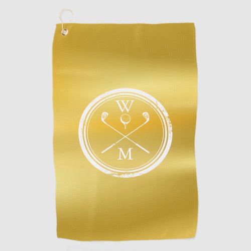 Elegant Gold Personalized Monogram Initials Golf Towel