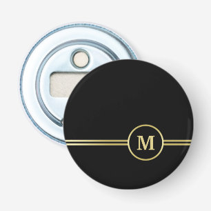 Elegant gold Personalized Monogram on black Bottle Opener