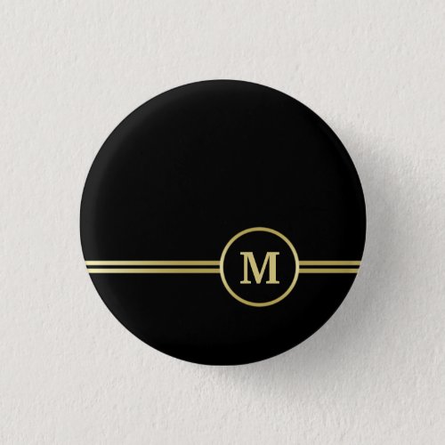 Elegant gold Personalized  Monogram on black  Button