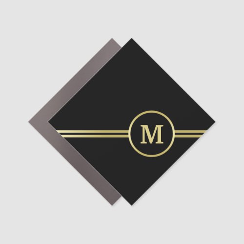 Elegant gold Personalized  Monogram on black  Car Magnet