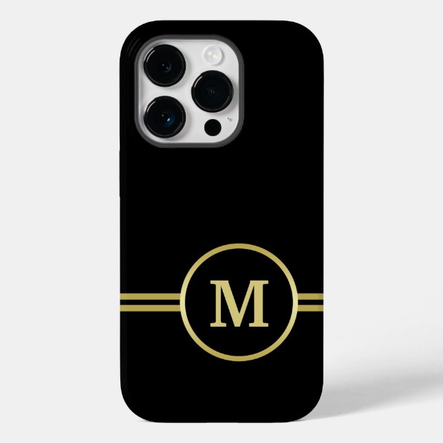 Elegant gold Personalized  Monogram on black  Case-Mate iPhone Case (Back)