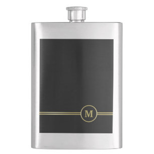 Elegant gold Personalized Monogram on black Flask