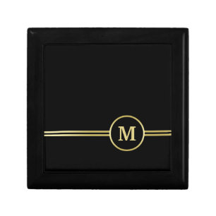 Elegant gold Personalized  Monogram on black  Gift Box